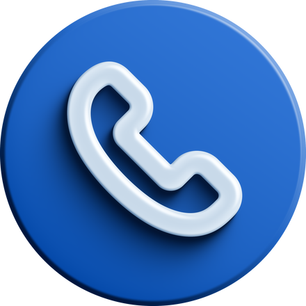 Blue round 3D phone icon