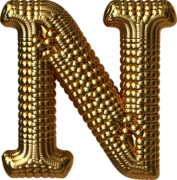 Metallic Gold Letter N